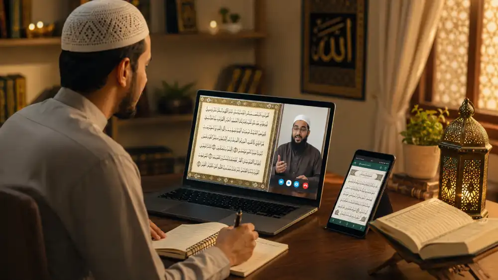 online Quran teacher teaching a student